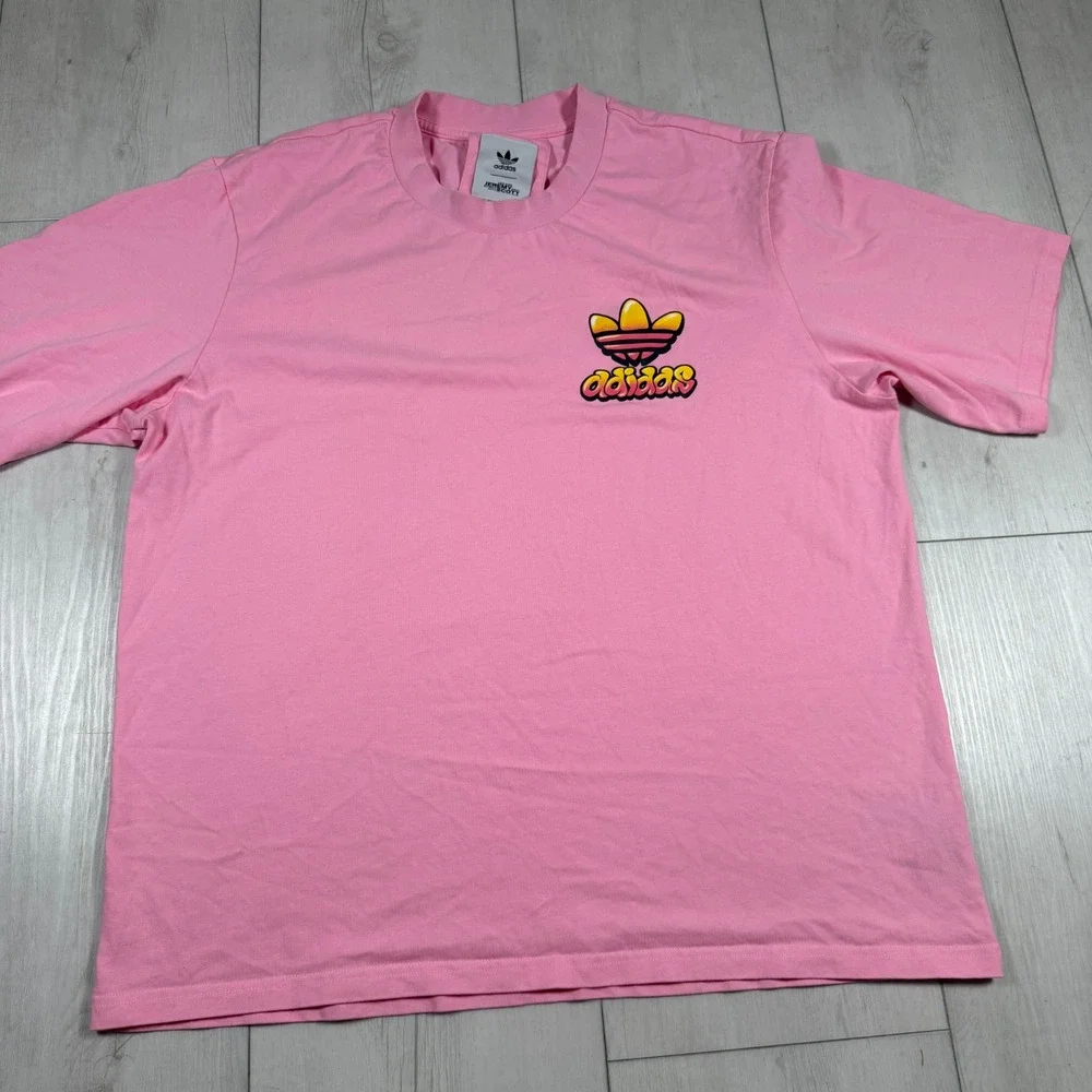 Adidas x Jeremy Scott Buggle Gum Pink Graffiti Shirt Large streetwear